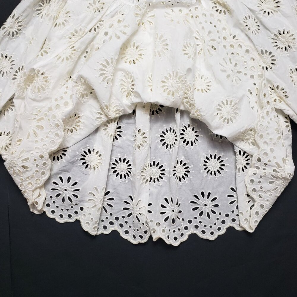 Madewell Embroidered Shirred Puff-Sleeve Top Women's Small Ivory Floral Eyelet - Picture 15 of 16